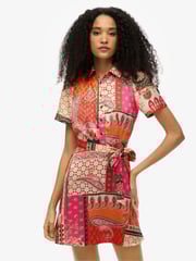 Superdry Pink Patchwork Mini Shirt Dress - Image 5 of 8