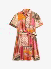 Superdry Pink Patchwork Mini Shirt Dress - Image 6 of 8