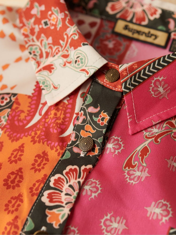Superdry Pink Patchwork Mini Shirt Dress - Image 8 of 8