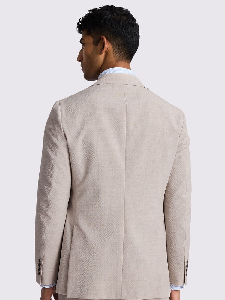 MOSS Natural Tailored Fit Oatmeal Seersucker Jacket - Image 2 of 4