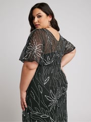 Yours Curve Black Luxe Embellished Wrap Maxi Dress - Image 3 of 6