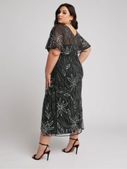 Yours Curve Black Luxe Embellished Wrap Maxi Dress - Image 4 of 6