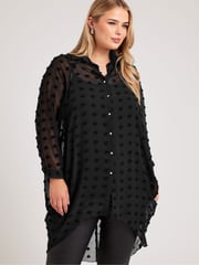 Yours Curve Black Snake Print Longline Batwing Sleeve Shirt - Image 1 of 5