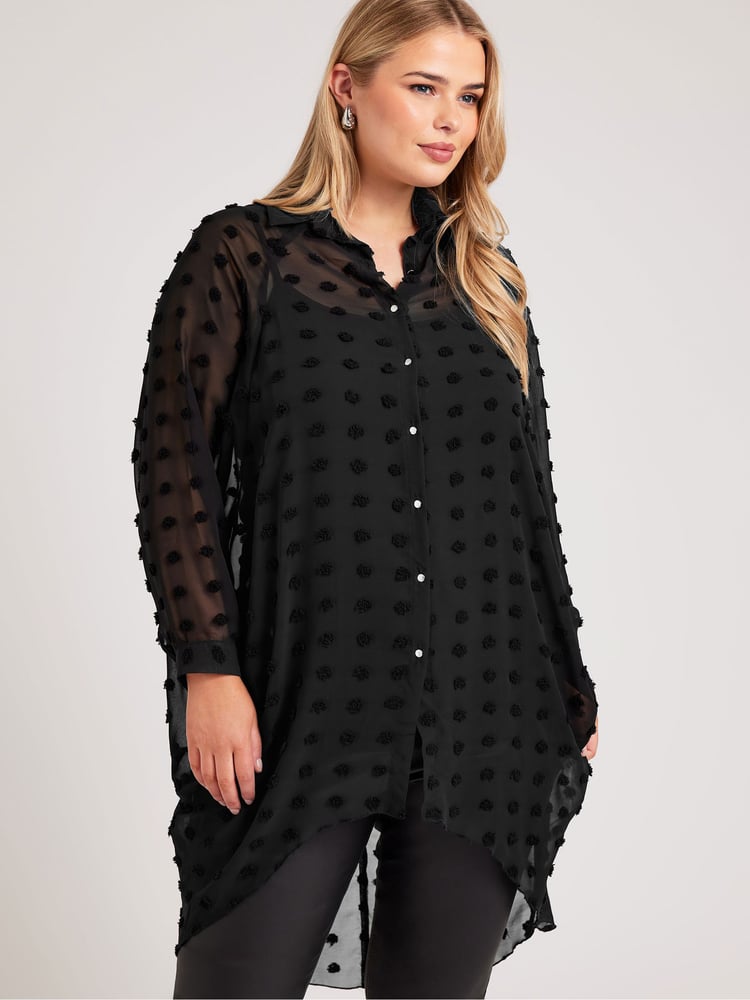 Yours Curve Black Snake Print Longline Batwing Sleeve Shirt - Image 1 of 5