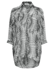 Yours Curve Grey Snake Print Longline Batwing Sleeve Shirt - Image 5 of 5