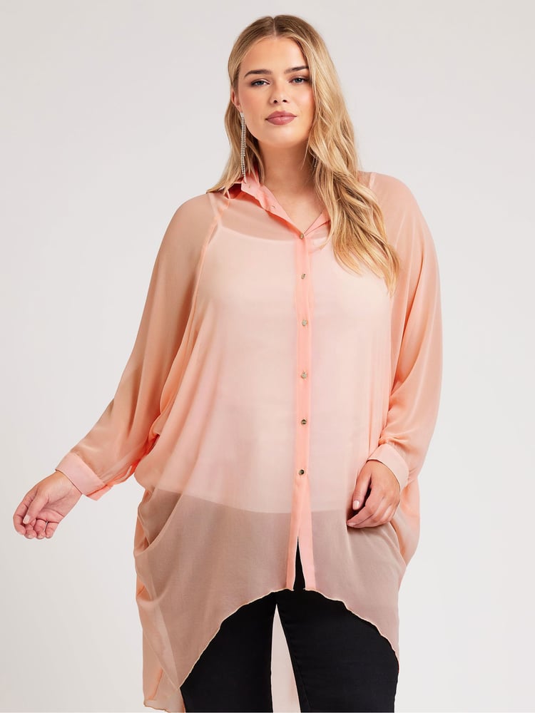 Yours Curve Pink Snake Print Longline Batwing Sleeve Shirt - Image 1 of 5