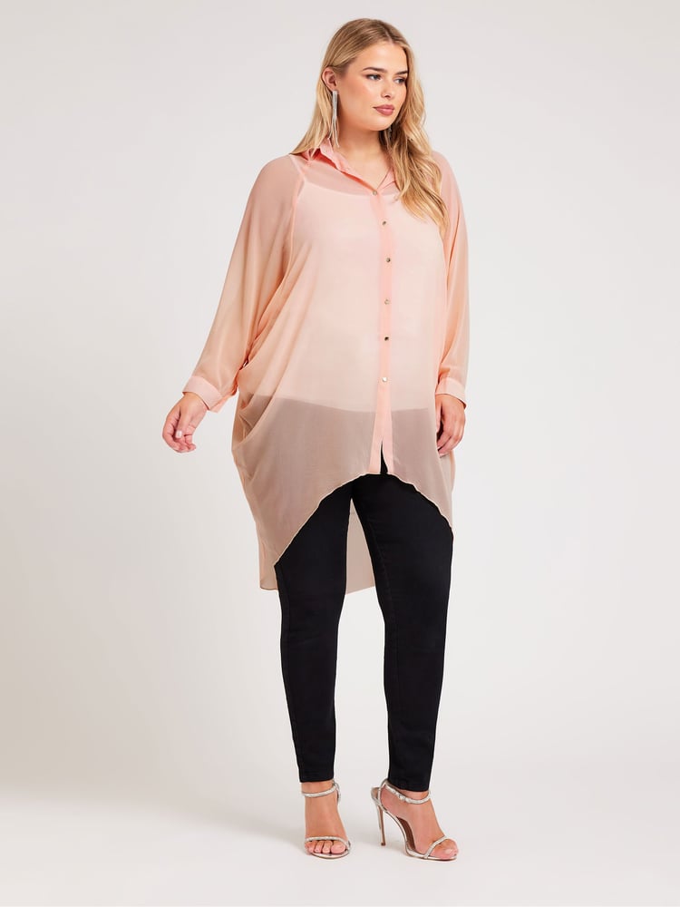 Yours Curve Pink Snake Print Longline Batwing Sleeve Shirt - Image 2 of 5