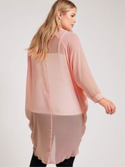 Yours Curve Pink Snake Print Longline Batwing Sleeve Shirt - Image 3 of 5