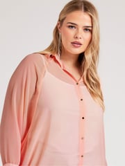 Yours Curve Pink Snake Print Longline Batwing Sleeve Shirt - Image 4 of 5