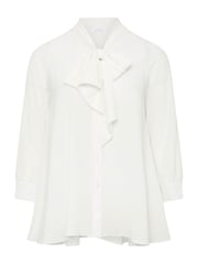 Yours Curve White Tie-Neck Gather Blouse - Image 5 of 5